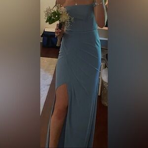 Azazie Blue Maxi Dress